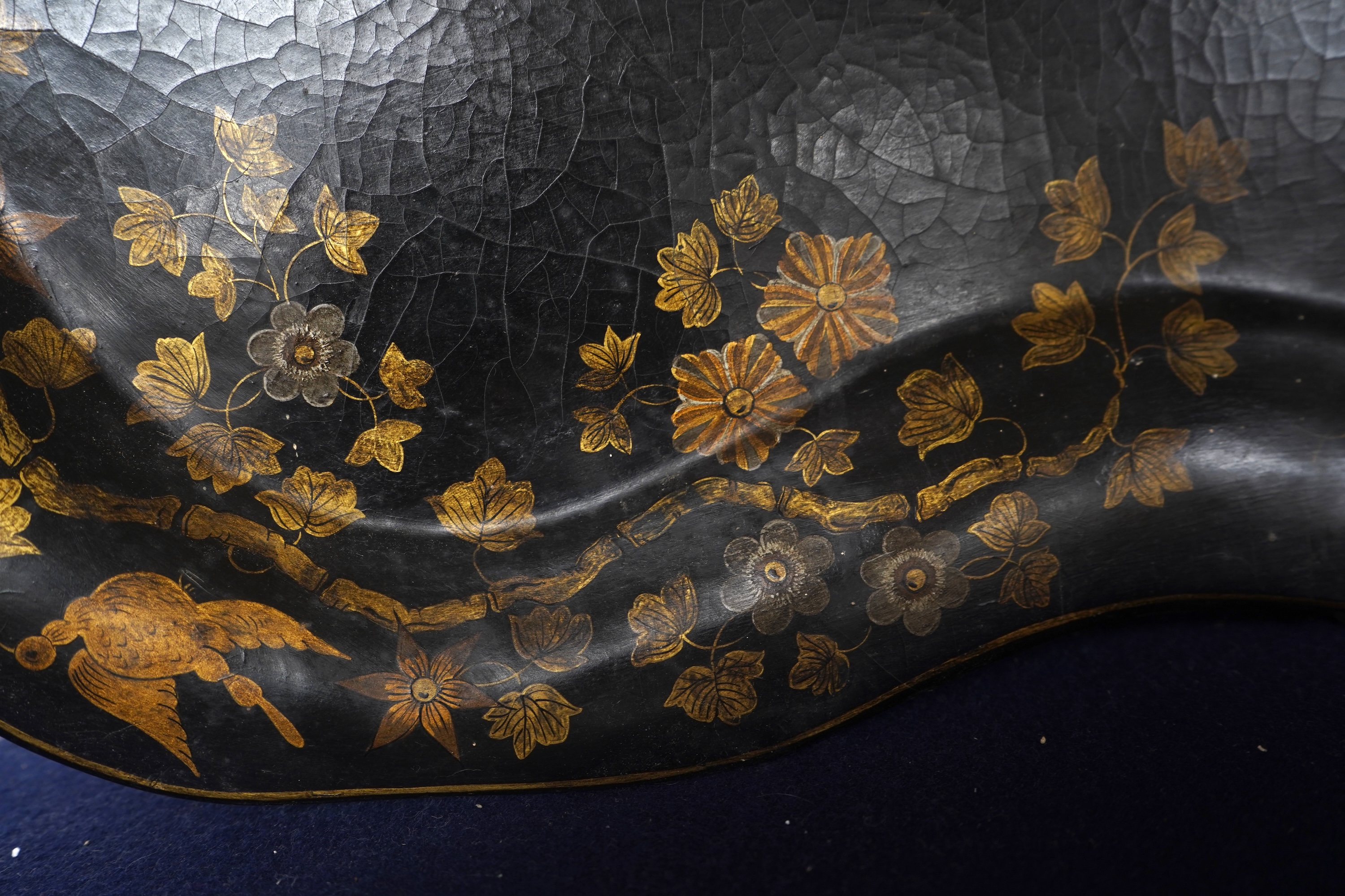 A large 19th century papier mache tray, 73cm wide